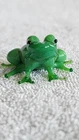Vintage Murano Style Art Glass Frog Figurine Miniature Green Spotted Hand Blown