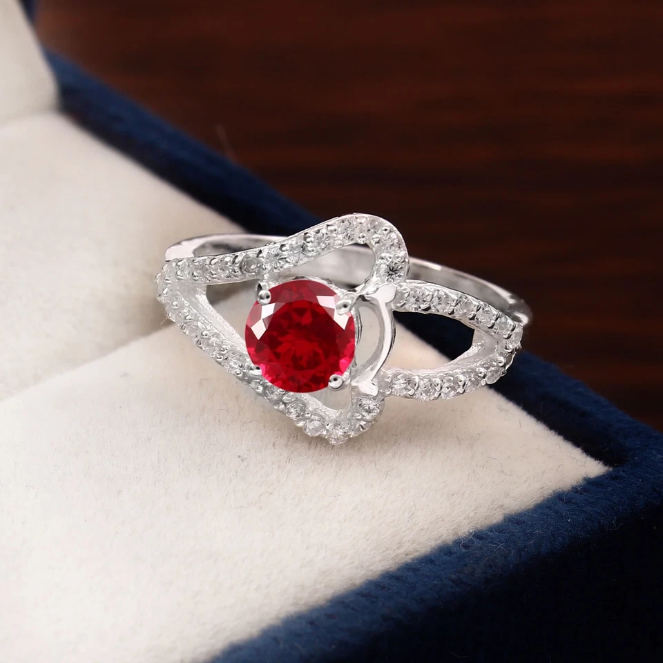 AAA Fine Quality 6x6 MM Blood Red Ruby Ring, 925 Sterling Silver Engagement Ring - Image 4 of 4