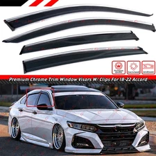 For 2018-2022 Honda Accord Clip-on Chrome Trim Window Visor Rain Guard NEW