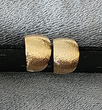 Small 1/2" Brushed Gold Metal Hoop Pierced Earrings - Jewelry