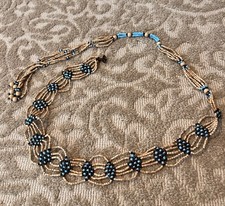 Handmade Women s Turquoise Boho Hip Cottage Core Belt Size Medium Beaded Fringe