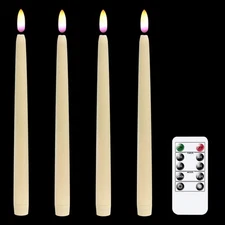 Flameless Flickering Taper Candles with Remote and Timer, 11 Inch Battery Ope...