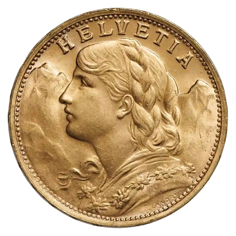 ①スイス フラン ３０フラン Swiss Gold 20 Francs Helvetia Coin Avg Circ - Random Year | eBay