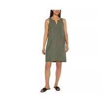 Banana Republic Womens XL Green Textured Split Neck Sleeveless Shift Dress NWT