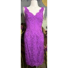 Monique Lhuillier Purple Lace Midi Dress 4