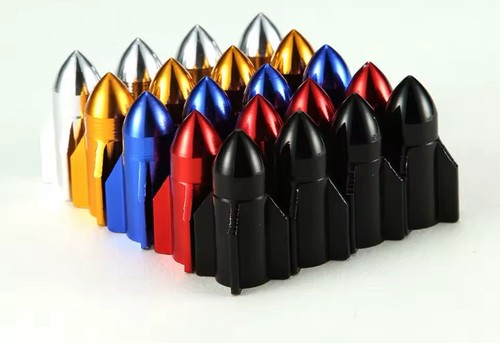 Black Aluminum Rocket Valve Caps 1 Set Of 4 - Bild 4 von 5