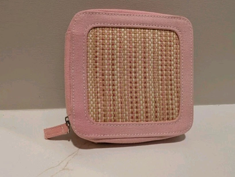Sephora Cepillo Organizador Rosa Marrón Tejido de Cesta Bolso sin asas Estuche de Viaje Espejo Foto 2 de 4