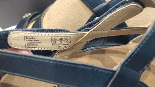 Romika Blue (Jeans)Leather Adjustable Slingback Sandals Fidschi US 7.5-8/EU 38 - Picture 12 of 14
