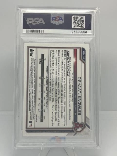 2021 Bowman Chrome 1st - D'Shawn Knowles -Sapphire Aqua Auto - /99 - PSA 10 - Image 2 of 2