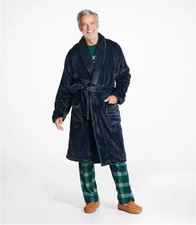 L.L. Bean Wicked Plush Robe Men's Size XXL Darkest Gray Luxurious 120 NWT