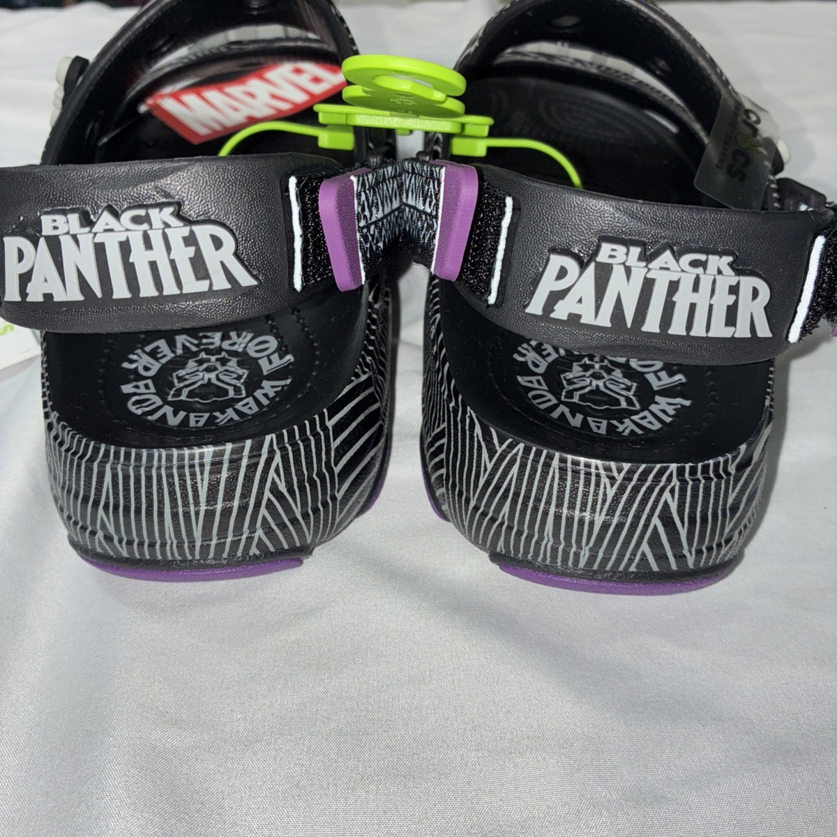 Crocs Black Panther Wakanda Forever Sandal w/ Jibbitz Size 