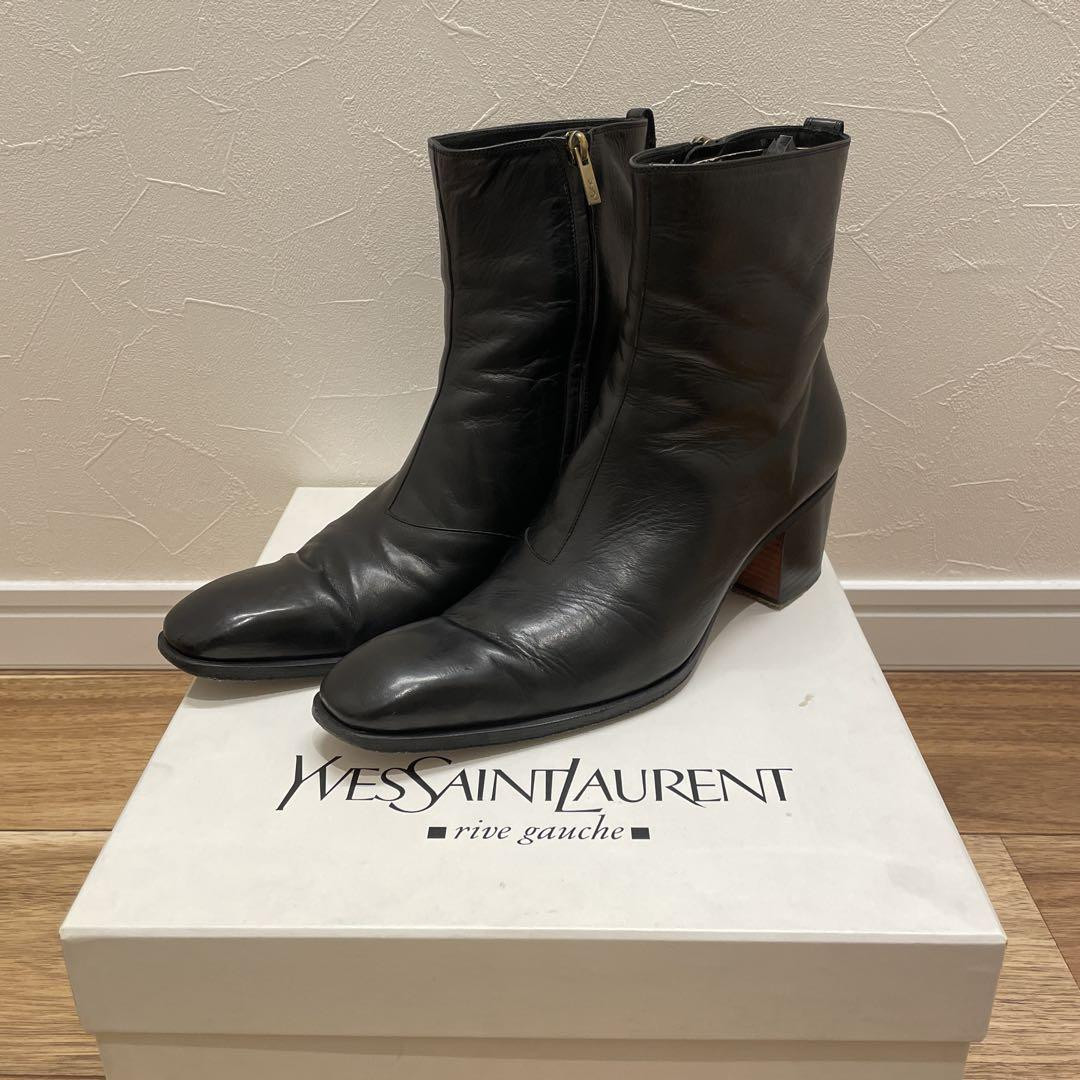 YSL Yves Saint Laurent JONNY65 Zip Ankle Boots Black Calf YSL Yves Saint Laurent JONNY65 Zip Ankle Boots Black Calf