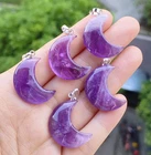 10pcs Amethyst Gems Moon Pendants stone Chakra Reiki Amulet
