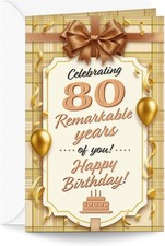 80th Birthday Card, Made in America, Thick Card Stock with Premium Envelope
