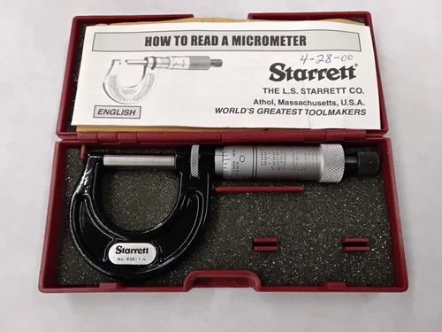 STARRETT 0-1 Inch MICROMETER NO 436RL w/ CASE