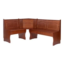 Linon Chelsea Corner Dining Nook Unit with Storage in Stained Walnut Pine Wood