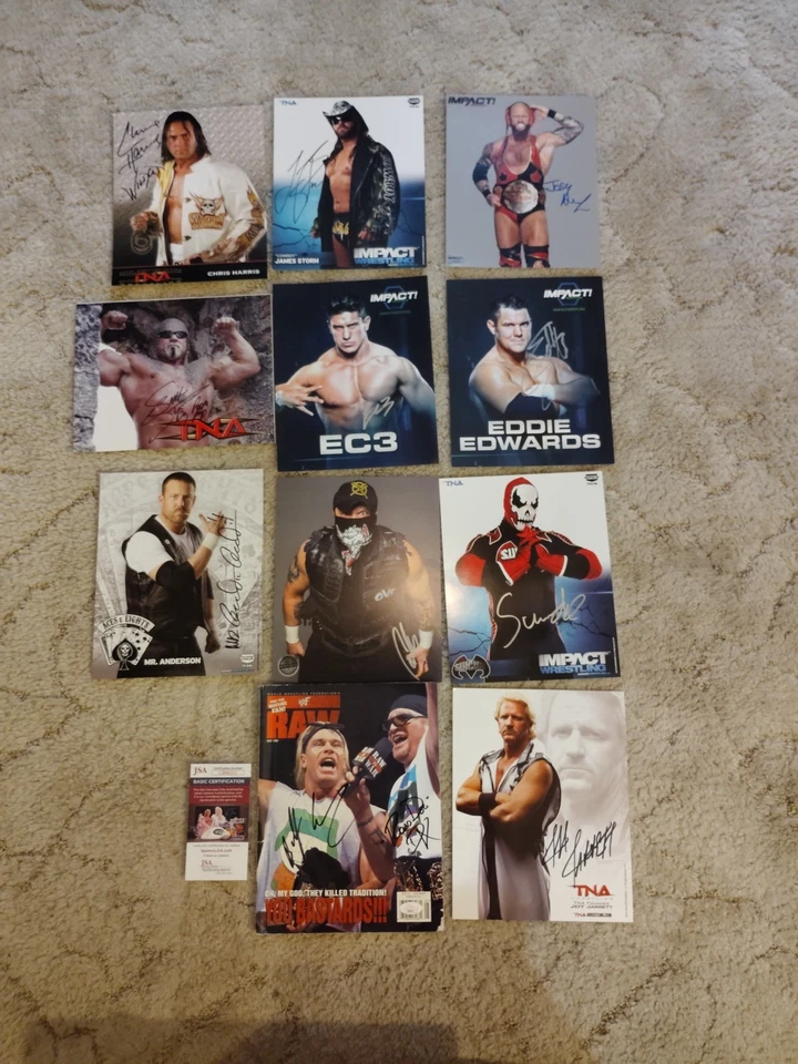 Foto promocional original firmada por TNA 8x10 lote de lucha libre de impacto Jarrett, Alexande JSA  Foto 4 de 4