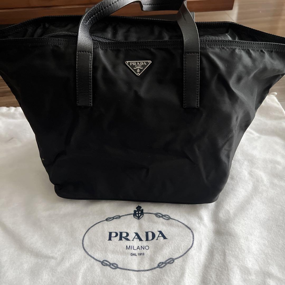 PRADA Black Nylon Tote Bag with Storage Bag