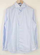 SUITSUPPLY Men Formal Shirt 41/16 Striped Blue Cotton Slim Extra Button Up I
