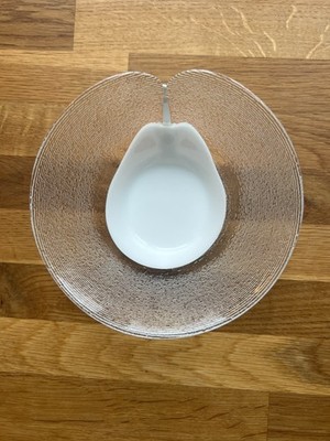 Jiri Suhajek for Crystalex Novy Bor Czech Art Glass Bowl White & Clear Stingray