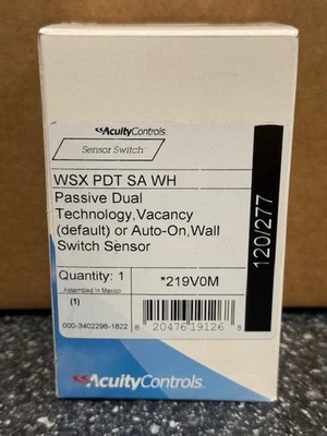 ACUITY Controls WSX PDT SA WH Passive Dual Tech AUTO-ON Wall Switch Sensor 219V0
