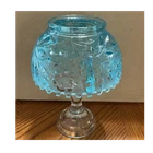 Fenton/Westmoreland Ice Blue Wildflower and Lace Fairy Lamp Candle Holder  VTG