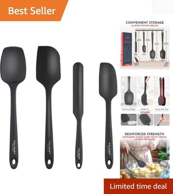 Nonstick Cookware-Friendly Black Silicone Spatula Set - BPA-Free and Heat Safe