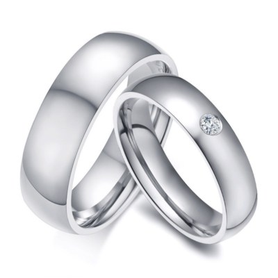 Simple Couple Rings Men/Women Silver Stainless Steel Promised Wedding Band  5-13#
