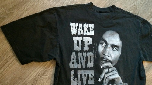 Bob Marley T-Shirt Wake Up And Live Double Sided Graphic T Hip Hop Hippy BOHO - Picture 7 of 9