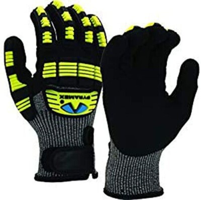 Pyramex GL610C Series Work Gloves A5 Cut Thermo Plastic Rubber w/ Sandy Palm