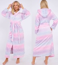 Womens Ladies hooded summer Long Dressing Gown Snuggly Luxury Soft bath Robes