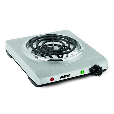 Salton Single Stainless Steel Coil Portable Electric Cooktop with Large Burne...