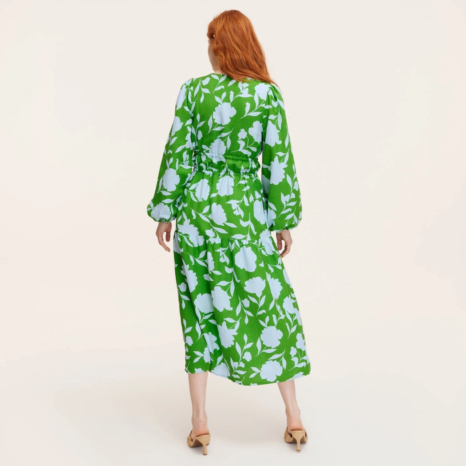 Maxi abito donna classico lino rosa manica lunga L kate spade new york target