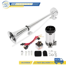 12V/24 Single Trumpet Silver Air Horn Horn For Truck Car Motorcycle 150DB new