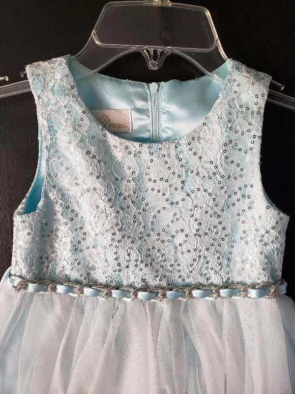 Bailarina American Princess Niñas Talla 4T Pastel Bebé Azul En Niveles Elegante Lentejuelas Foto 3 de 4