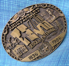 Texas Belt Buckle 150th Anniversary LE Brass Vintage Award Design Medals .TAZ004