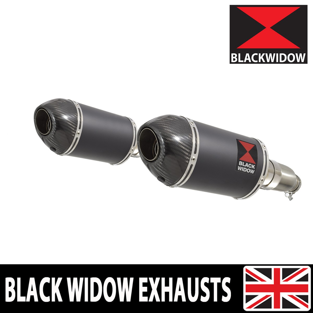 Honda CBR 1100 XX Blackbird 4-2 Exhaust Silencers 200mm Oval Black 