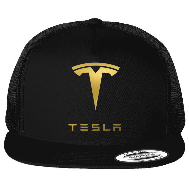 Tesla Motors Gold Logo Emblem Printed Black Hat Snapback Tesla Motors Gold Logo Emblem Printed Black Hat Snapback