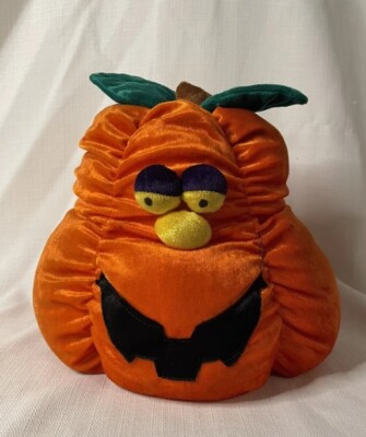 Dandee Jack O Lantern Pumpkin Plush 11 Inch Retro Halloween Decor Stuffed Toy