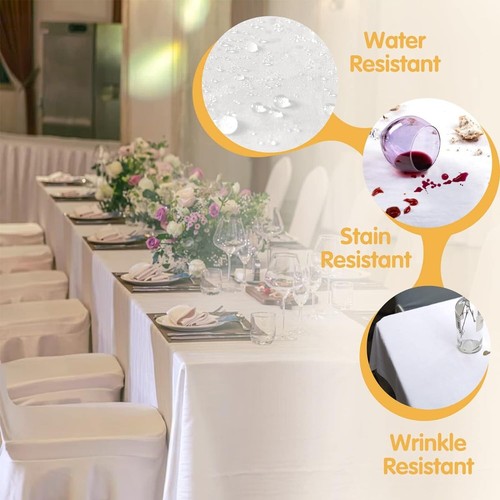 Elegant 6-Pack Reusable White Tablecloths for Banquets & Weddings - 90x132 Inch - Picture 5 of 9