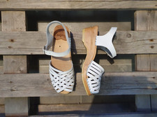 Swedish Clogs Sandals Troentorp Anna White Suede Size US Womens 8 / EU 38