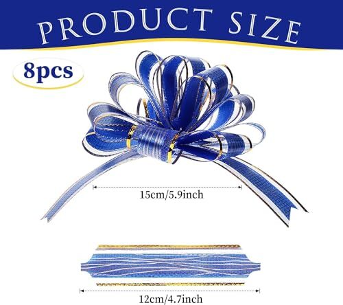 6 Pack 6 Inch Blue Gift Wrapping Bows Large Pull Bow Wedding Gift Blue Ribbon... - Picture 4 of 4