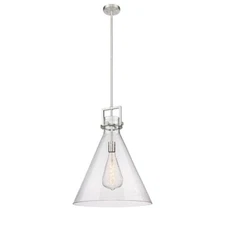 Innovations Newton Cone 1-Lt 18" Stem Pendant, SN/SG - 411-1SL-SN-G411-18SDY
