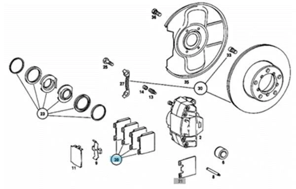 Conjunto de pastilhas de freio dianteiro OEM Ate 606027 1963-73 Mercedes Benz VW Type 2 Porsche 911 - Imagem 4 de 4