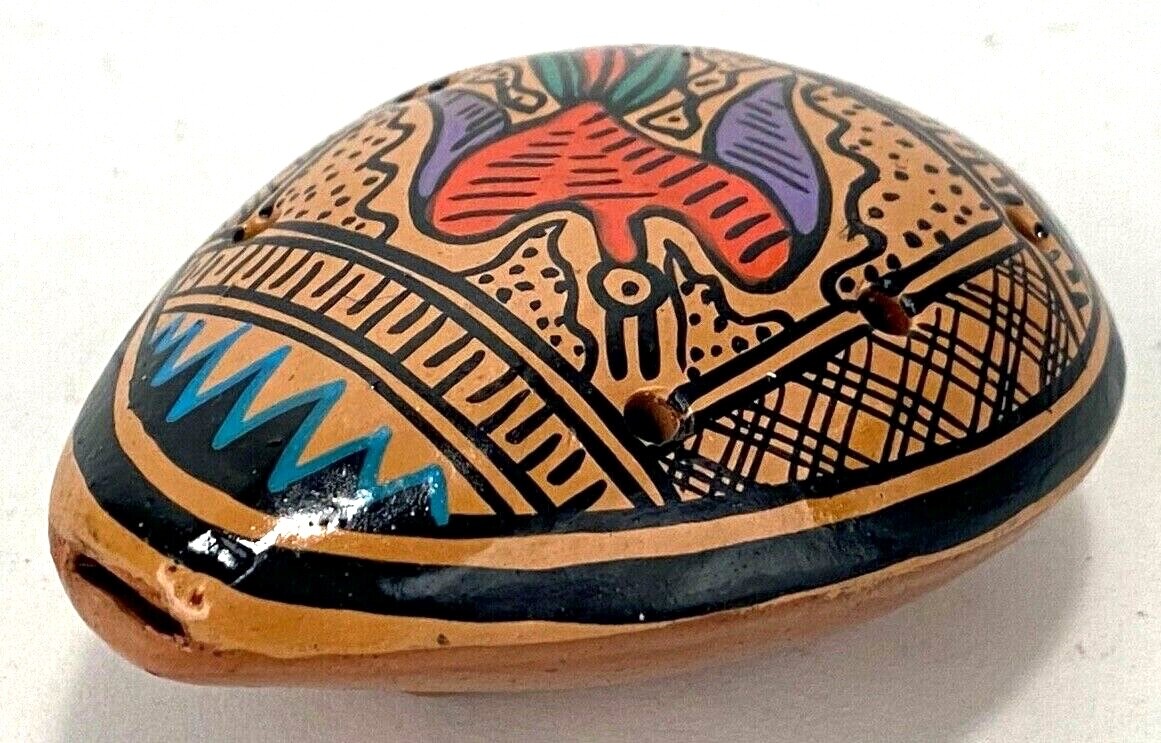 Hand Crafted Pottery 8 Hole Ocarina Flute-Painted Bird-Music