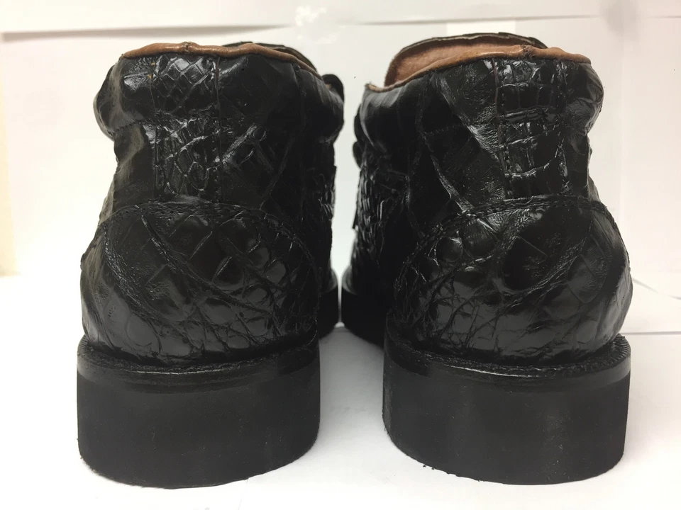 Mens Black Crocodile Western Shoe Sneakers Real Exotic Leather Rodeo Size 7.5 - Image 4 of 4