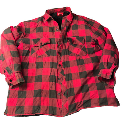 #ad Coleman Big Men RED Black Checkered COAT XL Mens Quilted Jacket Flannel GRUNGE $27.00