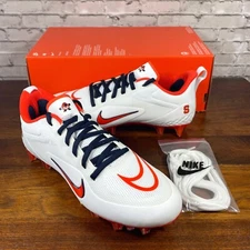 Nike Alpha Huarache 8 Pro SYRACUSE Lacrosse Cleats CW4828-102 White Orange SZ 6