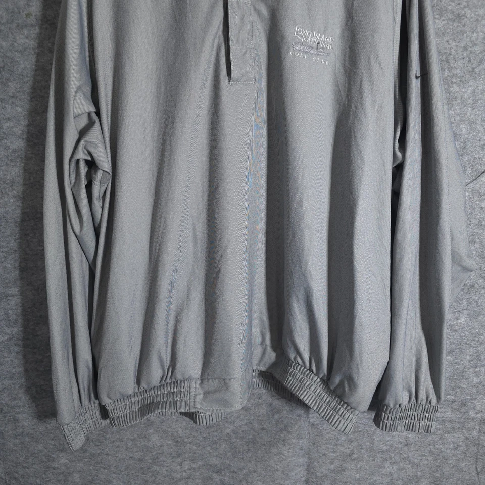 Nike Windbreaker Jacket Golf Men's 3 Snap Button Pullover Size Large Gray Swoosh - Image 3 of 4