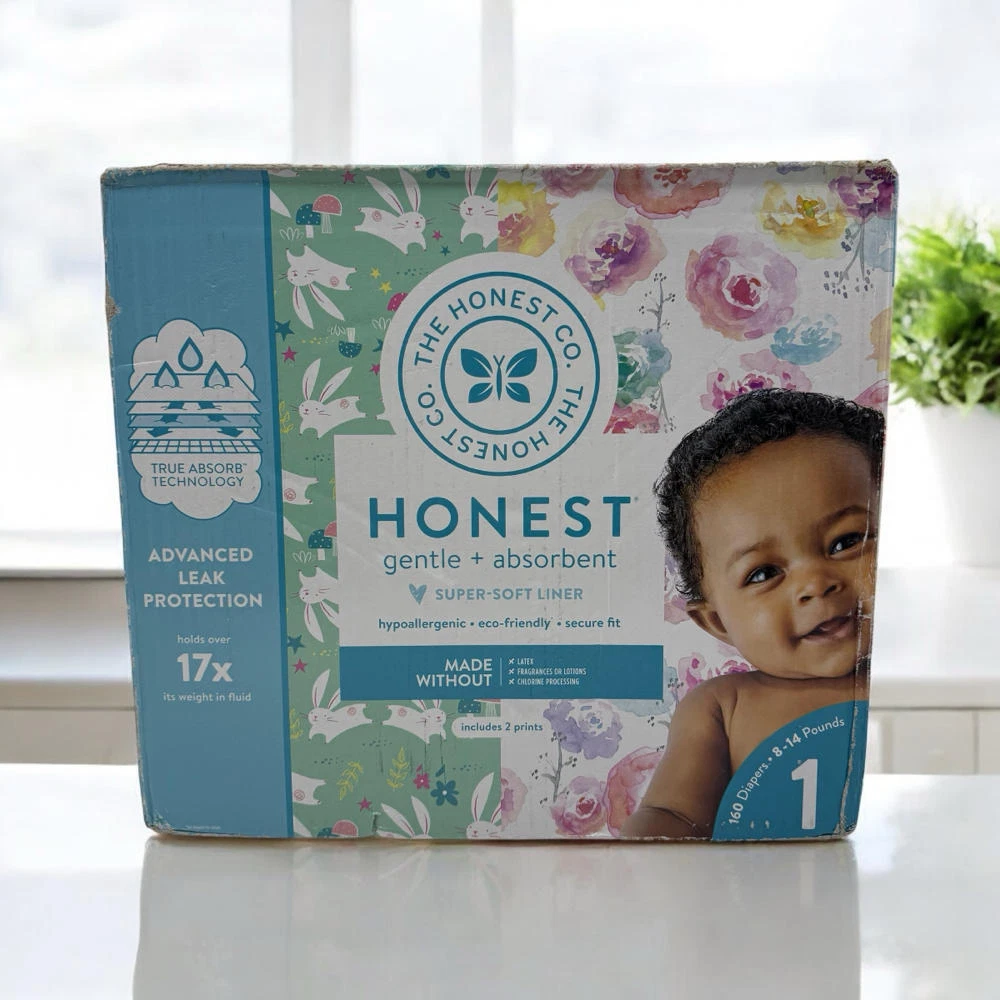 The Honest Company Clean Conscious Diapers Size 1, Rose/Tutu, 160ct